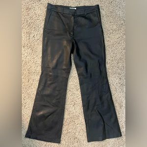 & Other Stories Black Flared Real Leather Trousers EU 44/ US 12